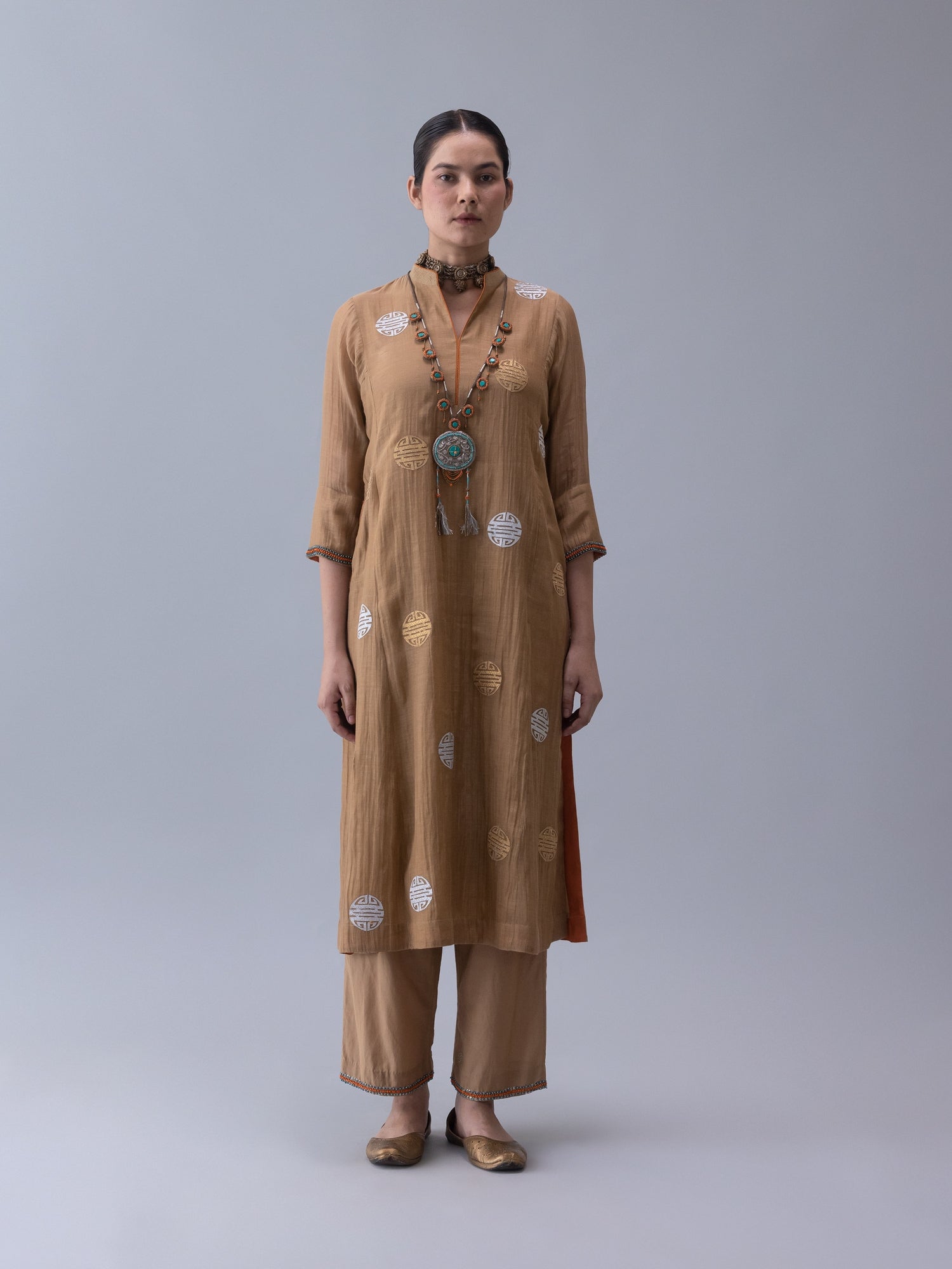 Qin Beige Kurta