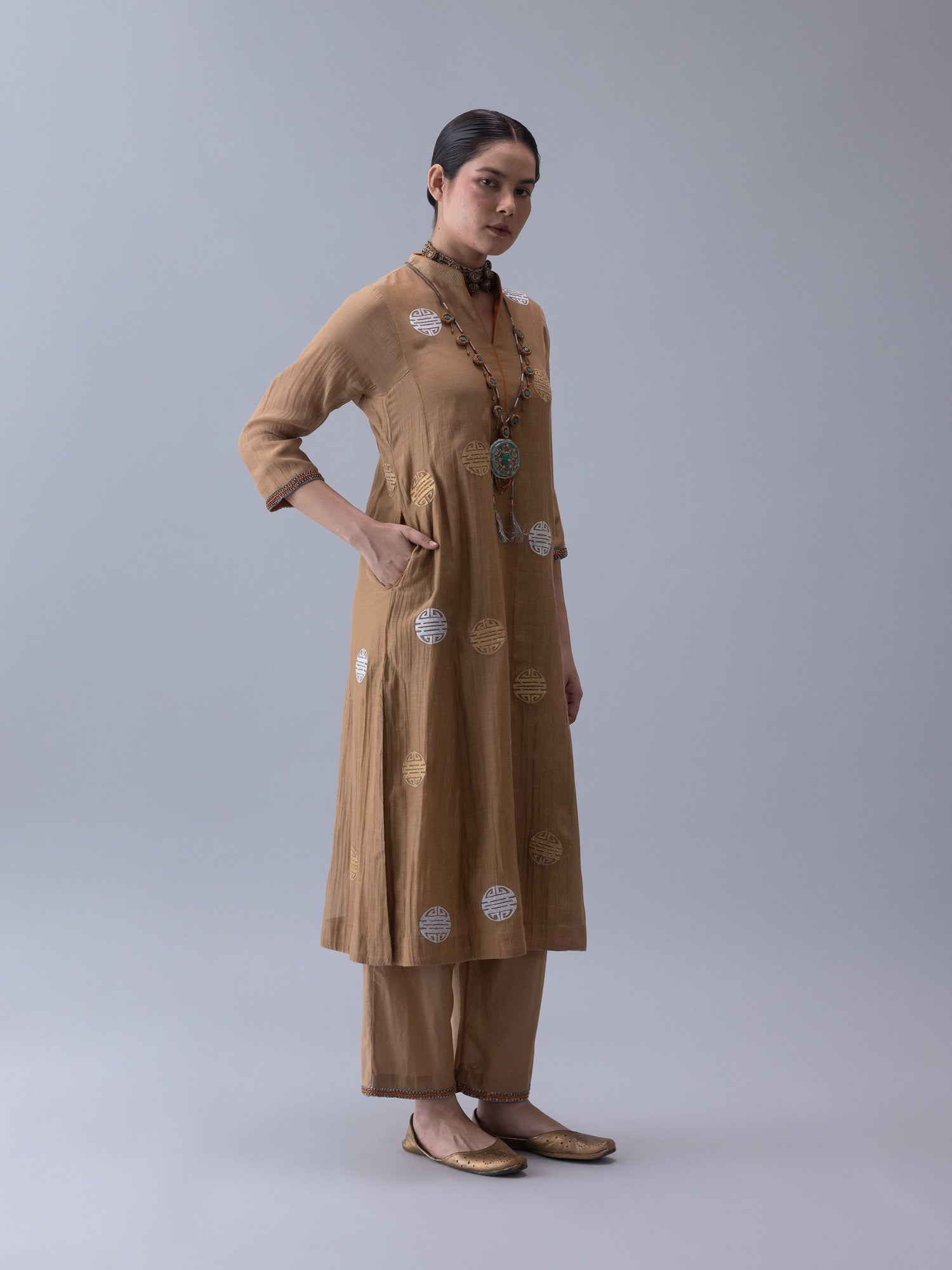 Qin Beige Kurta
