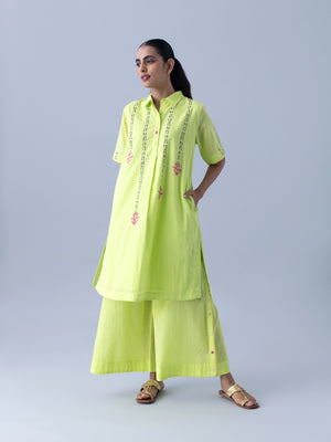 Nool Neon Green Kurta