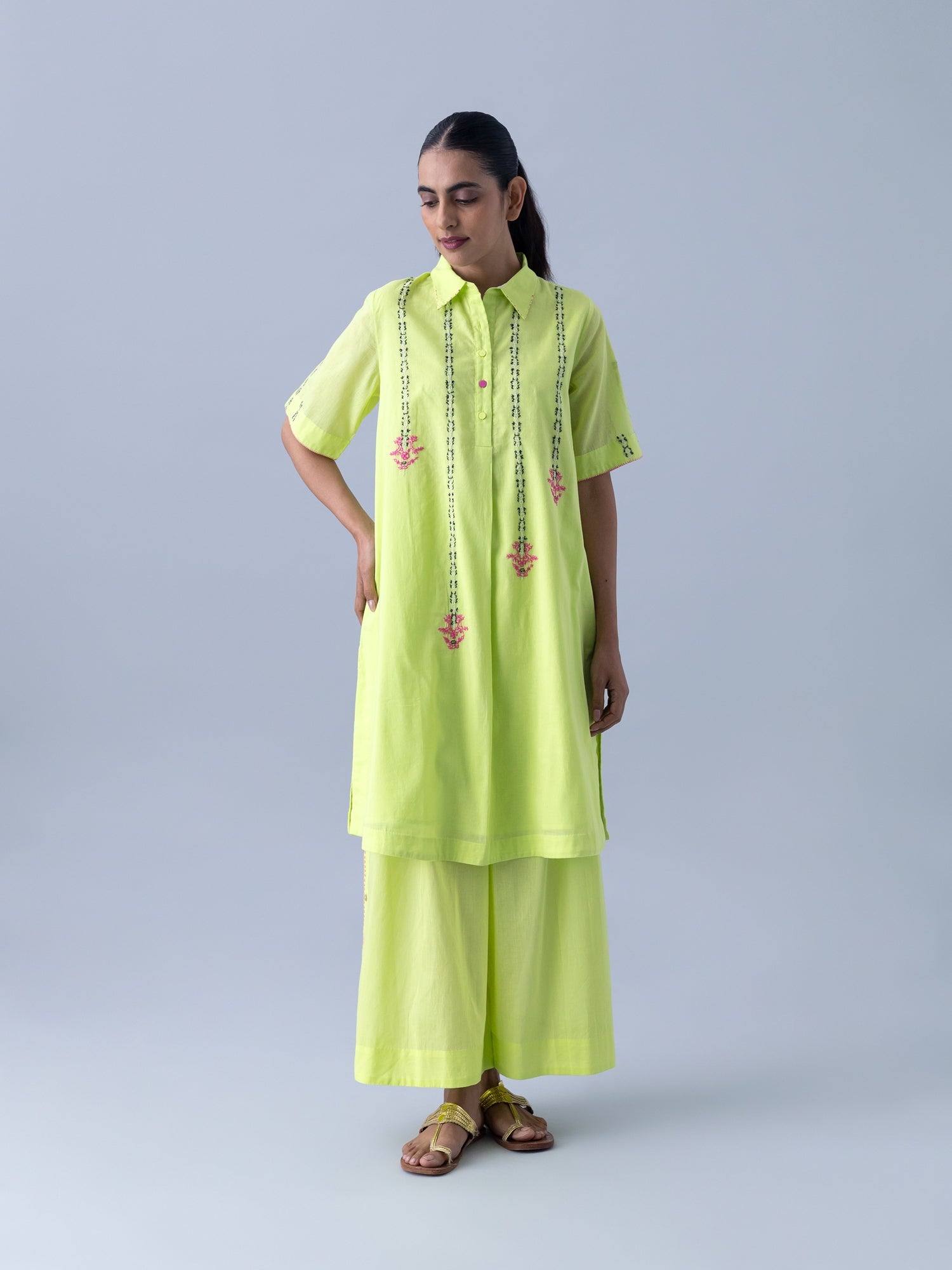 Nool Neon Green Kurta