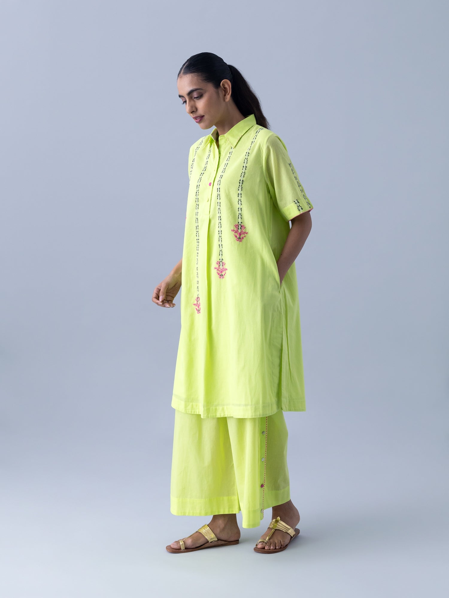 Nool Neon Green Kurta