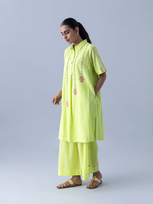 Nool Neon Green Kurta
