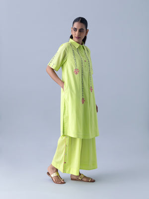 Nool Neon Green Kurta
