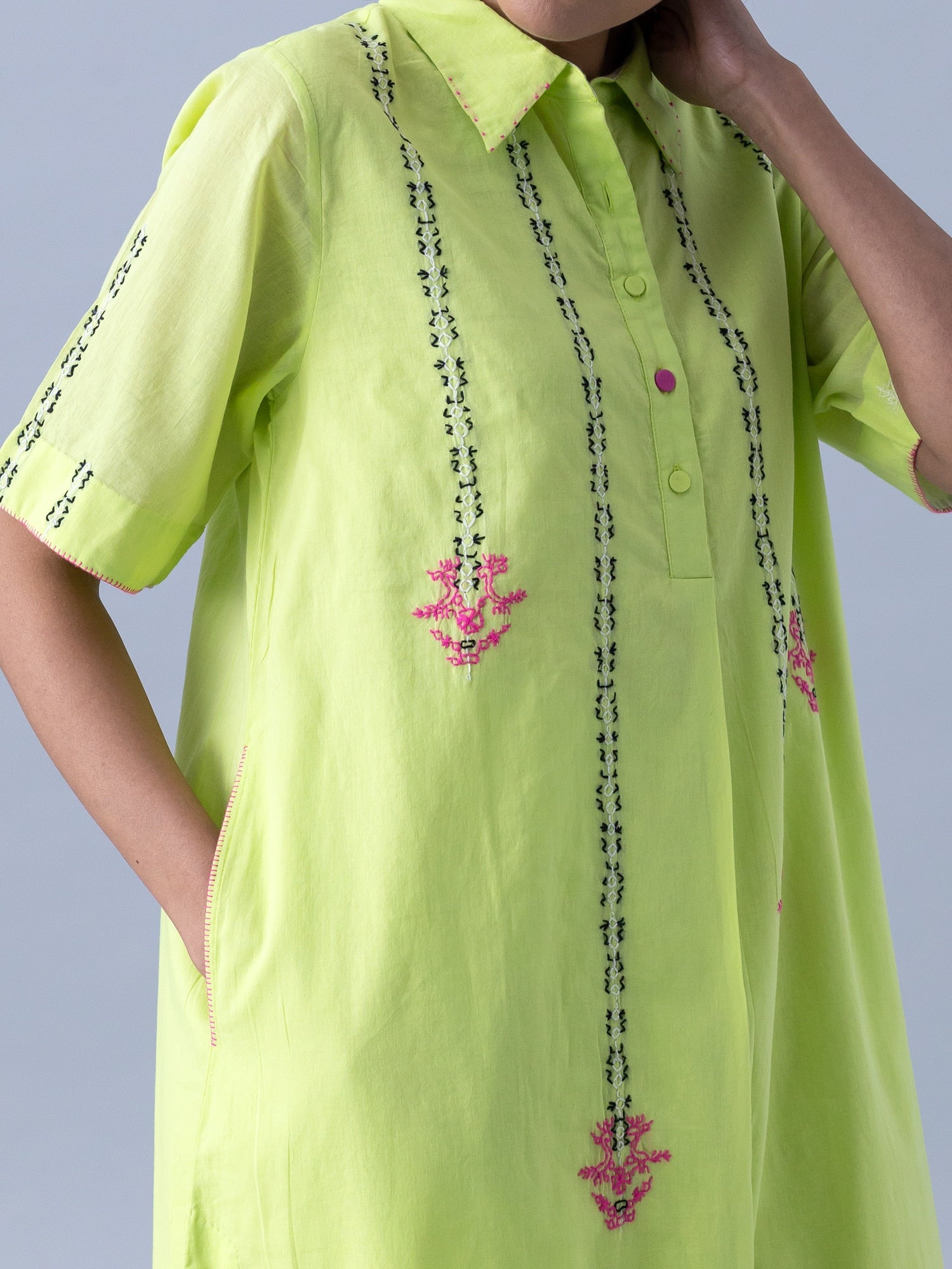 Nool Neon Green Kurta
