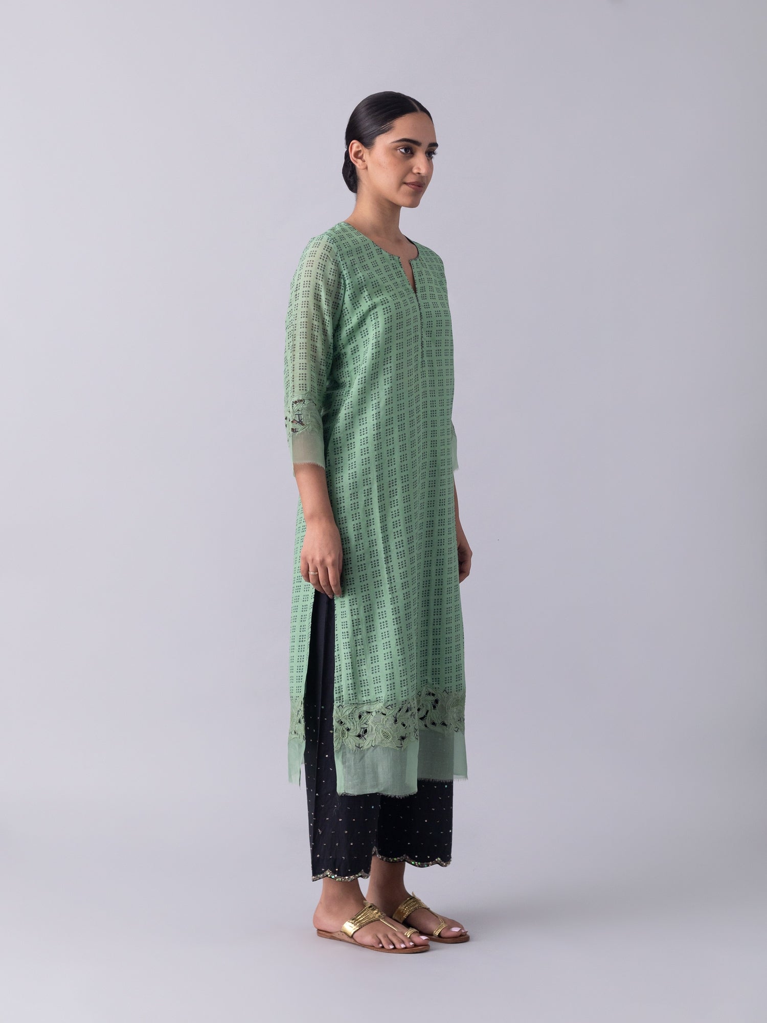 KhusKhus Green Kurta