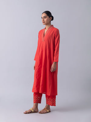 Endek Red Kurta