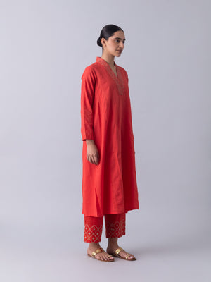 Endek Red Kurta