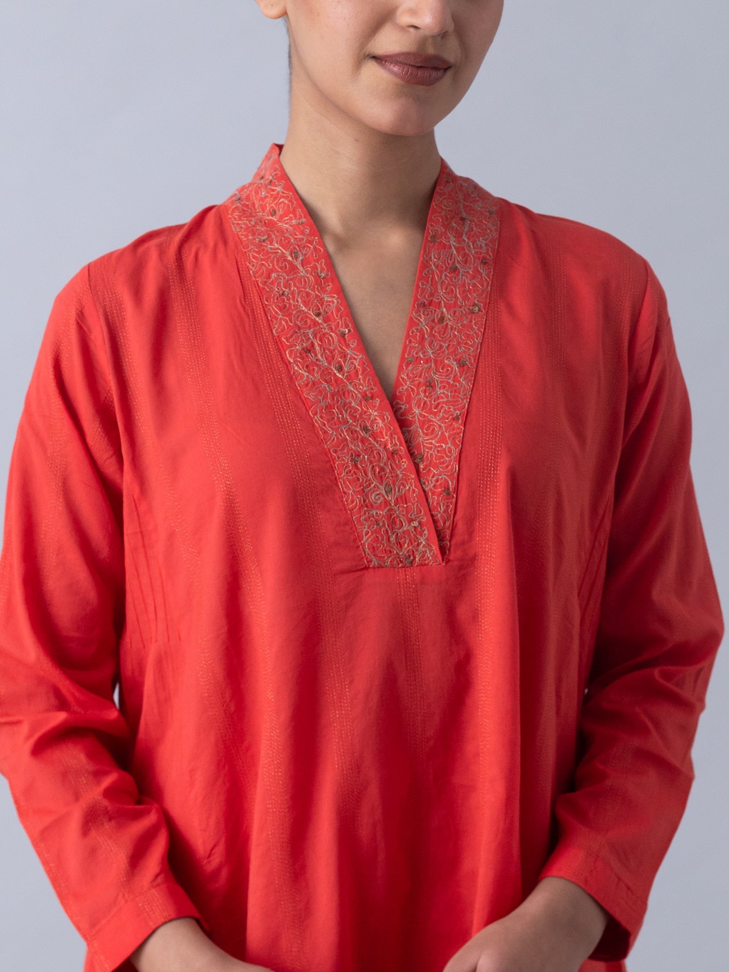 Endek Red Kurta