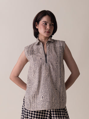 Sylvia Black Beige Top