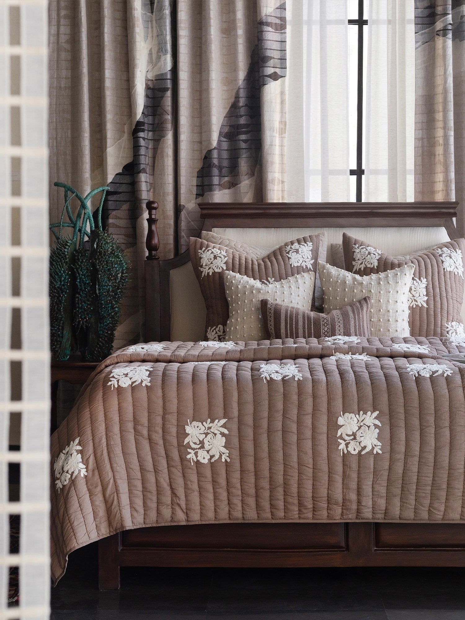 Floria Set Of 3 Stone  Bedding Set