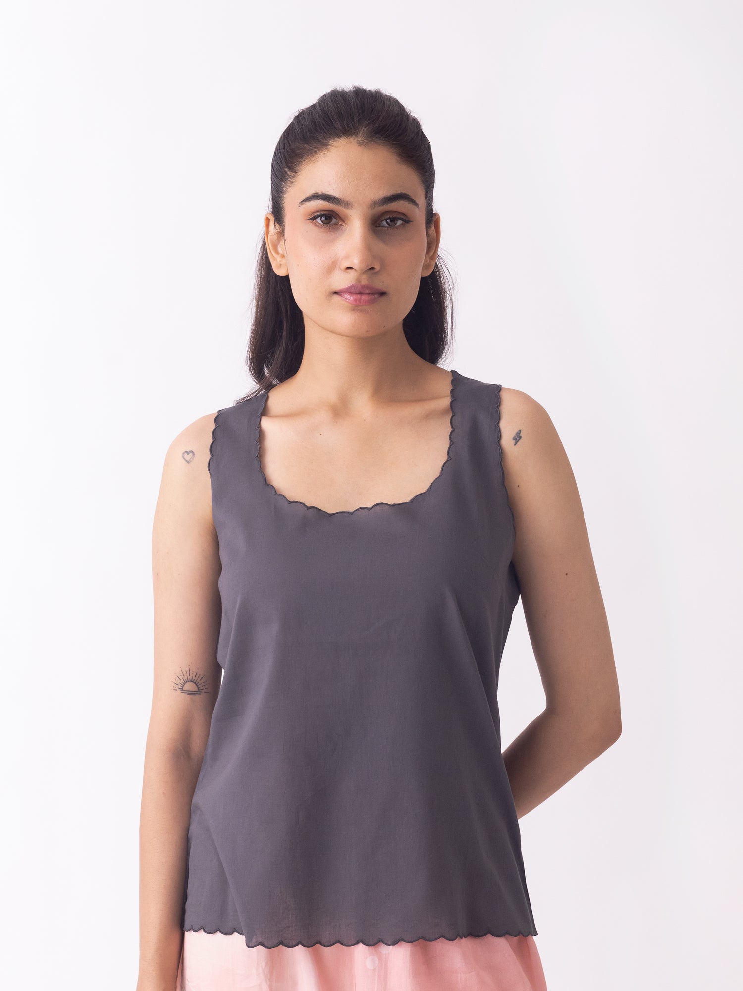 Mia Black Cotton Slip