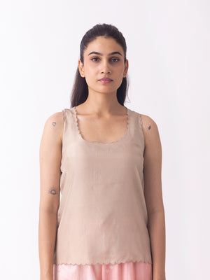 Mia Beige Silk Slip