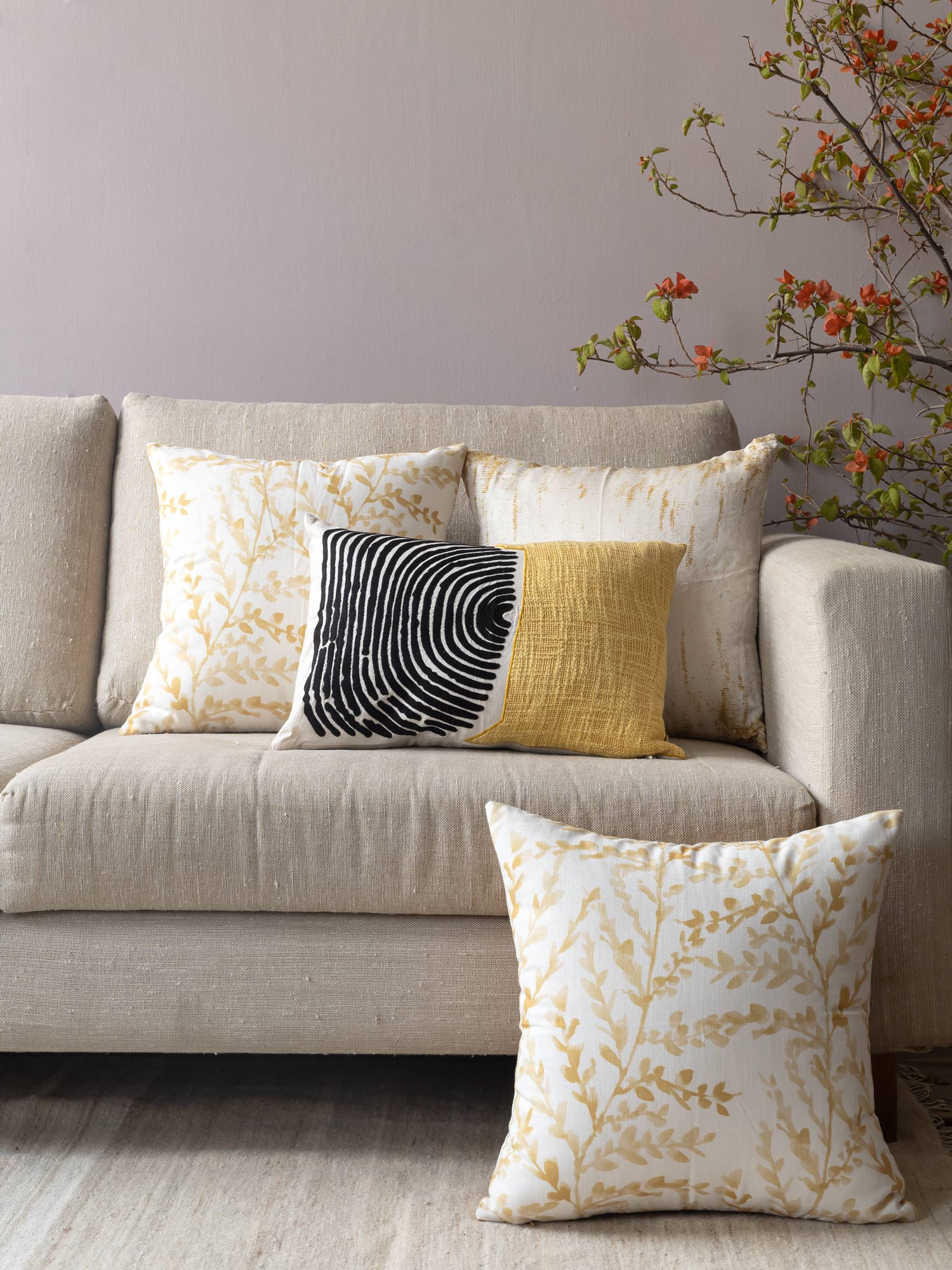 Honeydew Natural/Yellow Bundled Cushions