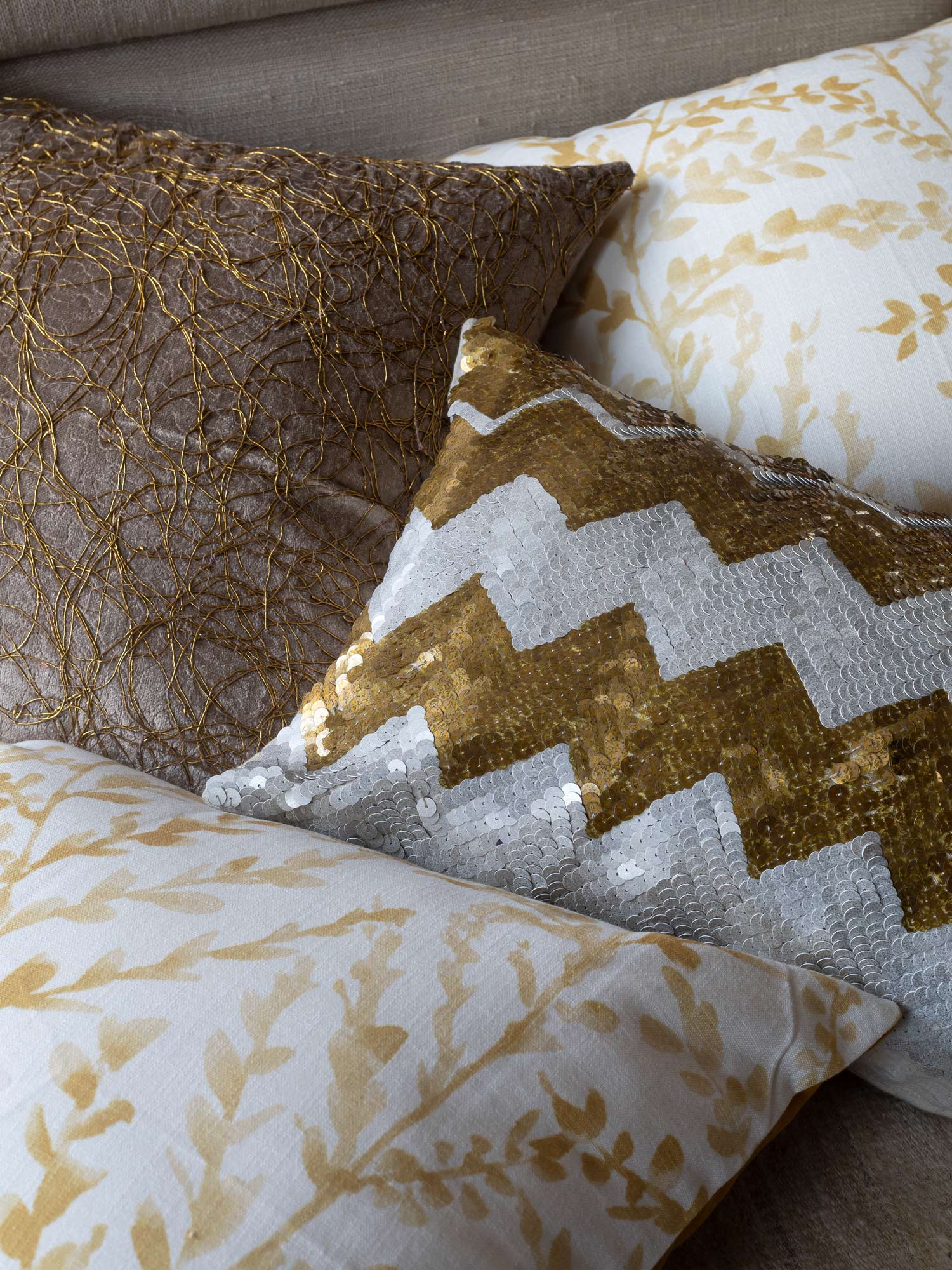Bluma Natural/Gold Bundled Cushions