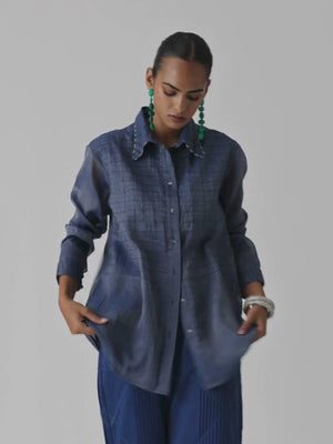Fatsia Blue Shirt