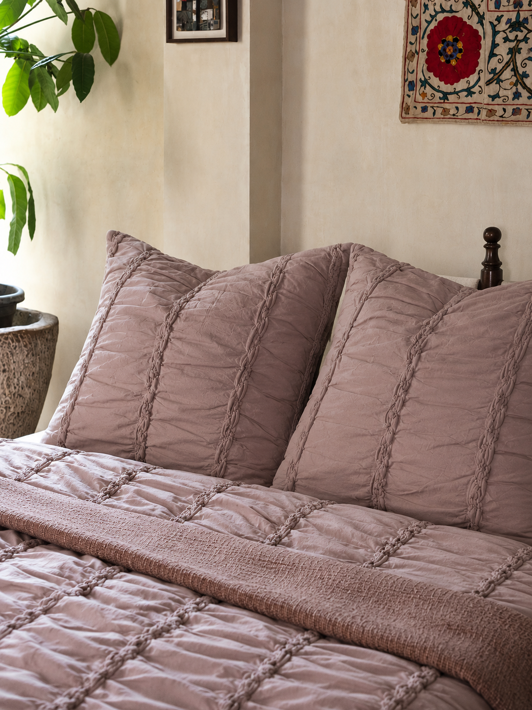 Trace Set Of 3 French Grey  Bedding Set