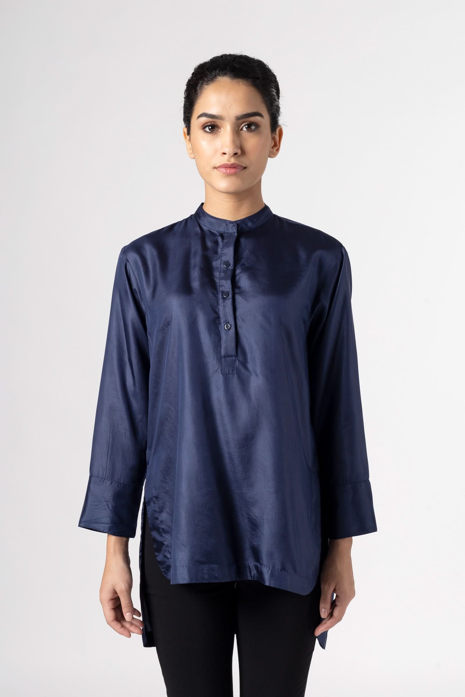 Antique Silk Blue Shirt