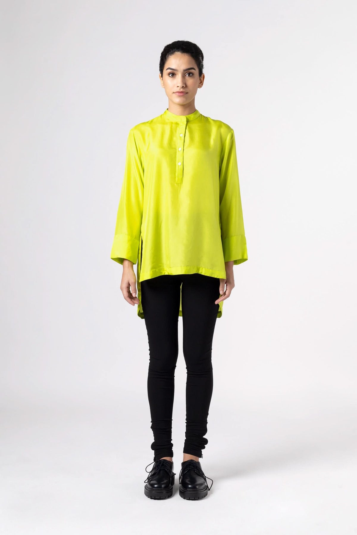 Antique Neon Green Silk Shirt