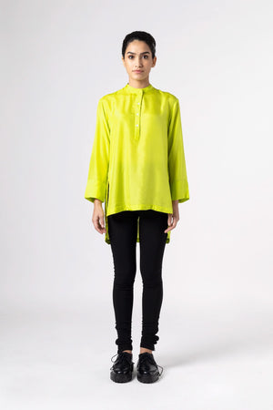 Antique Neon Green Silk Shirt