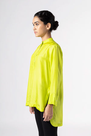 Antique Neon Green Silk Shirt