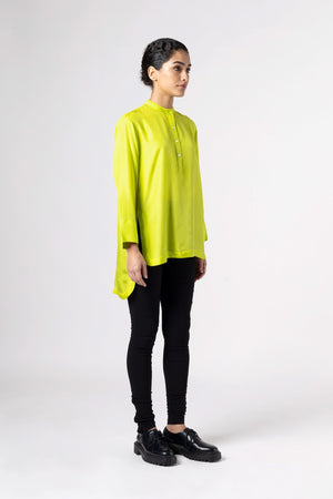 Antique Neon Green Silk Shirt