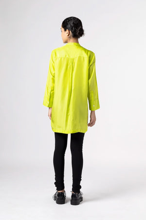 Antique Neon Green Silk Shirt