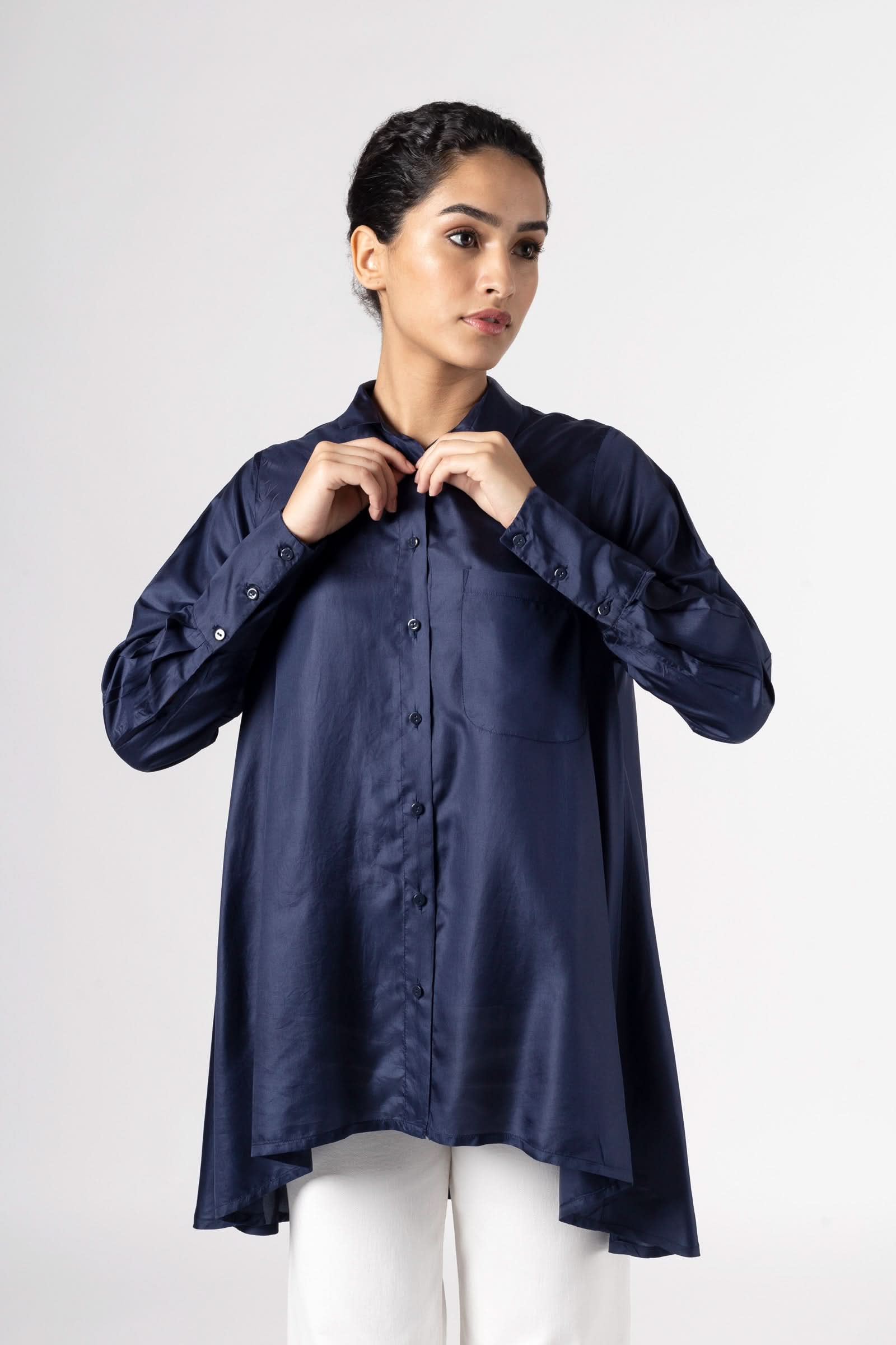 Azure Indigo Silk Shirt