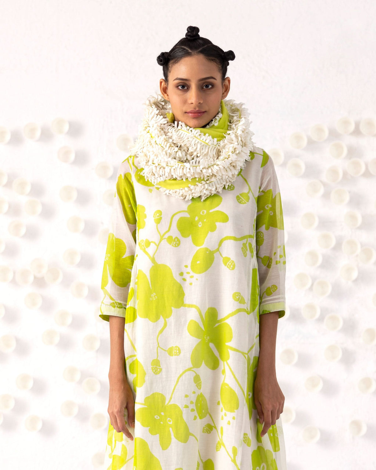 Sasha Neon Green & Natural Stole