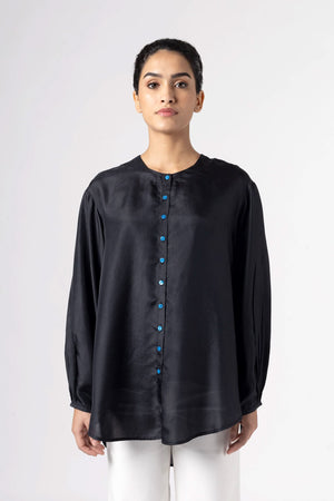 Sunshine Black  Silk Shirt