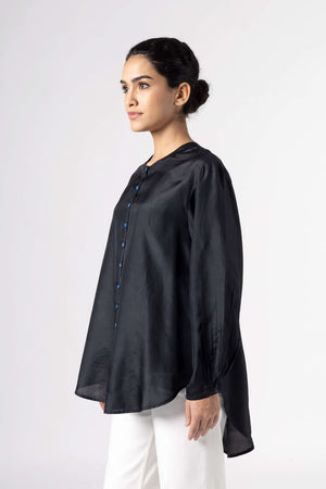 Sunshine Black  Silk Shirt