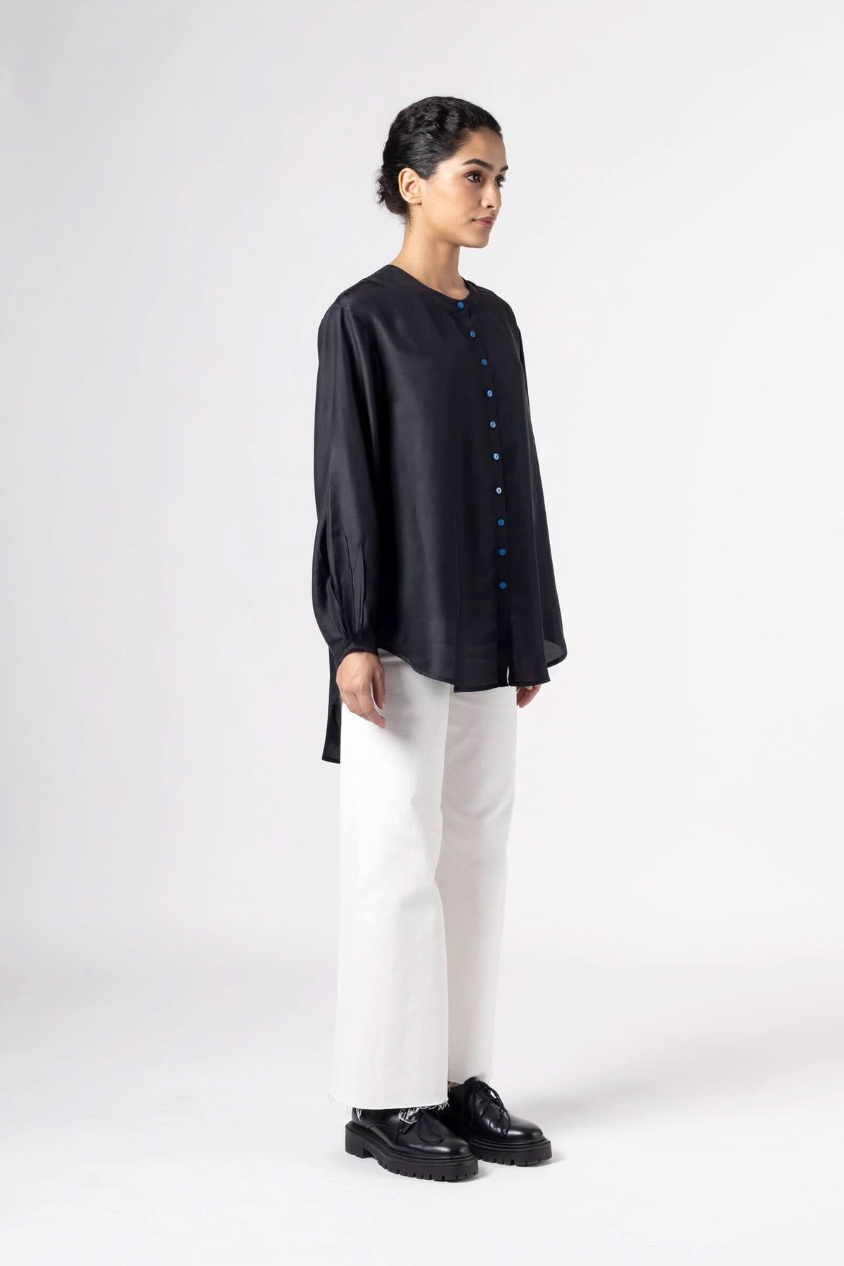 Sunshine Black  Silk Shirt
