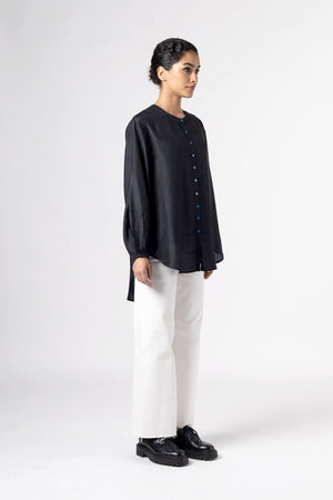 Sunshine Black  Silk Shirt