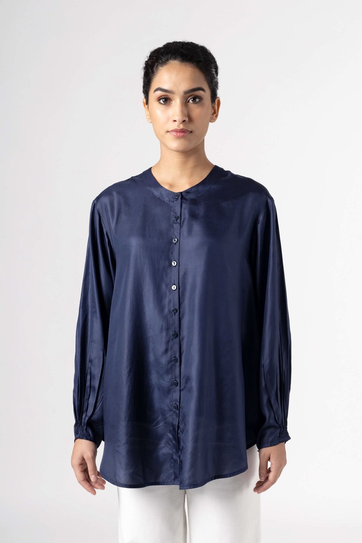 Sunshine Indigo Silk Shirt