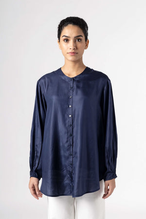 Sunshine Indigo Silk Shirt
