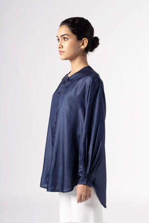 Sunshine Indigo Silk Shirt