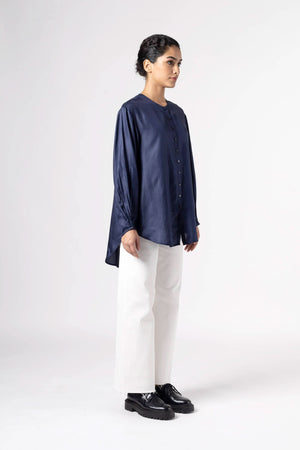 Sunshine Indigo Silk Shirt