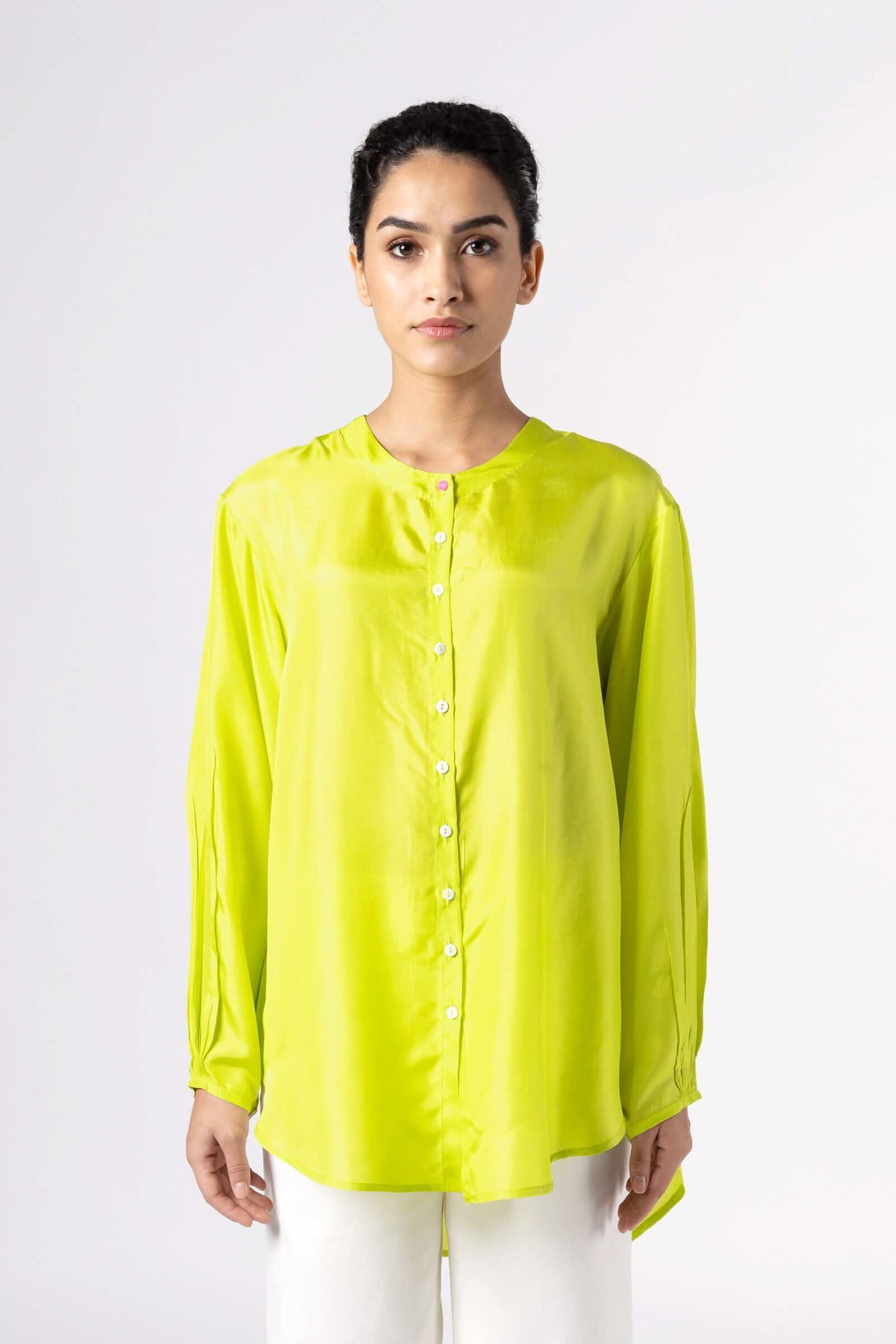 Sunshine Neon Green Silk Shirt