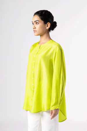 Sunshine Neon Green Silk Shirt