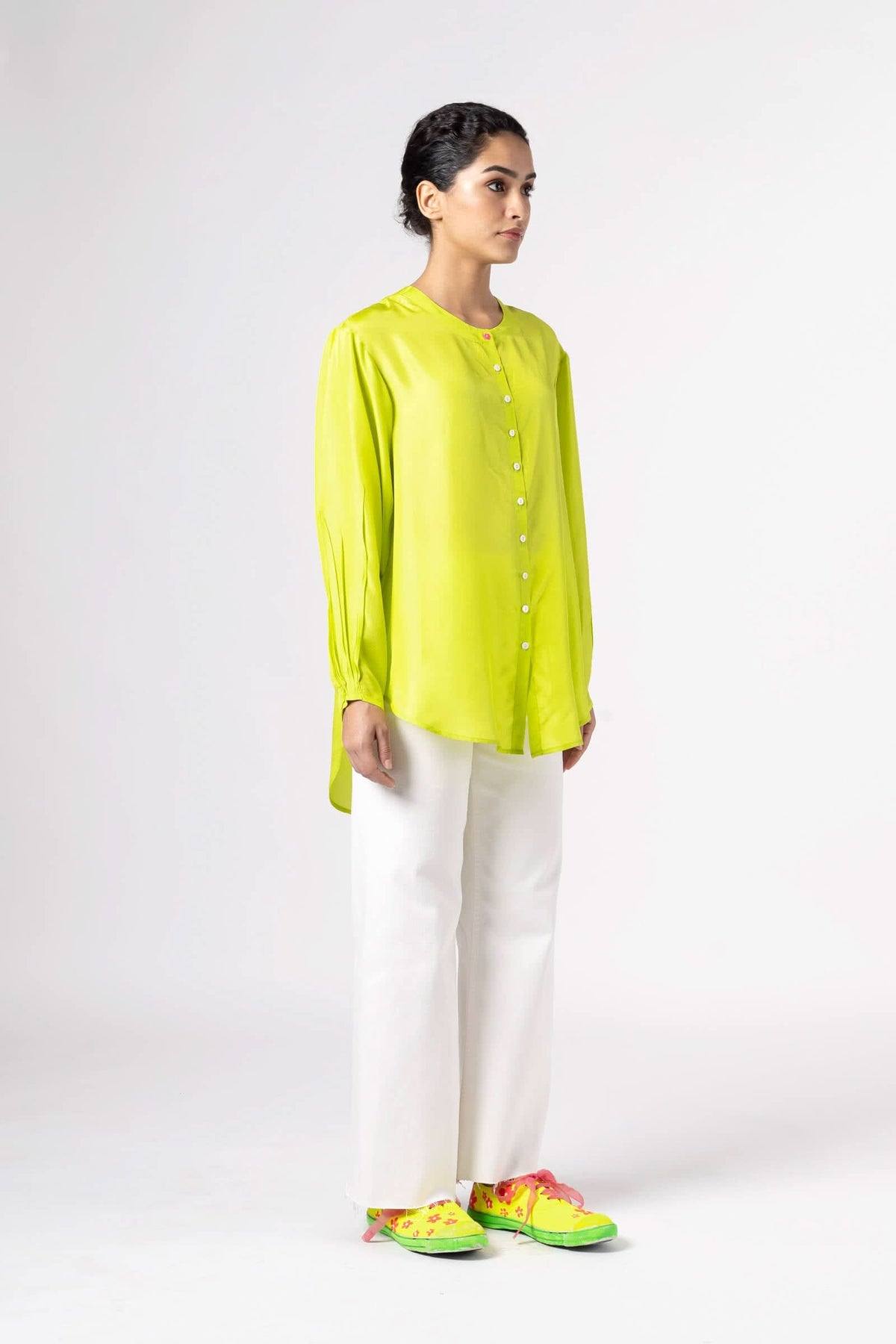 Sunshine Neon Green Silk Shirt