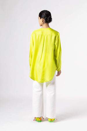 Sunshine Neon Green Silk Shirt