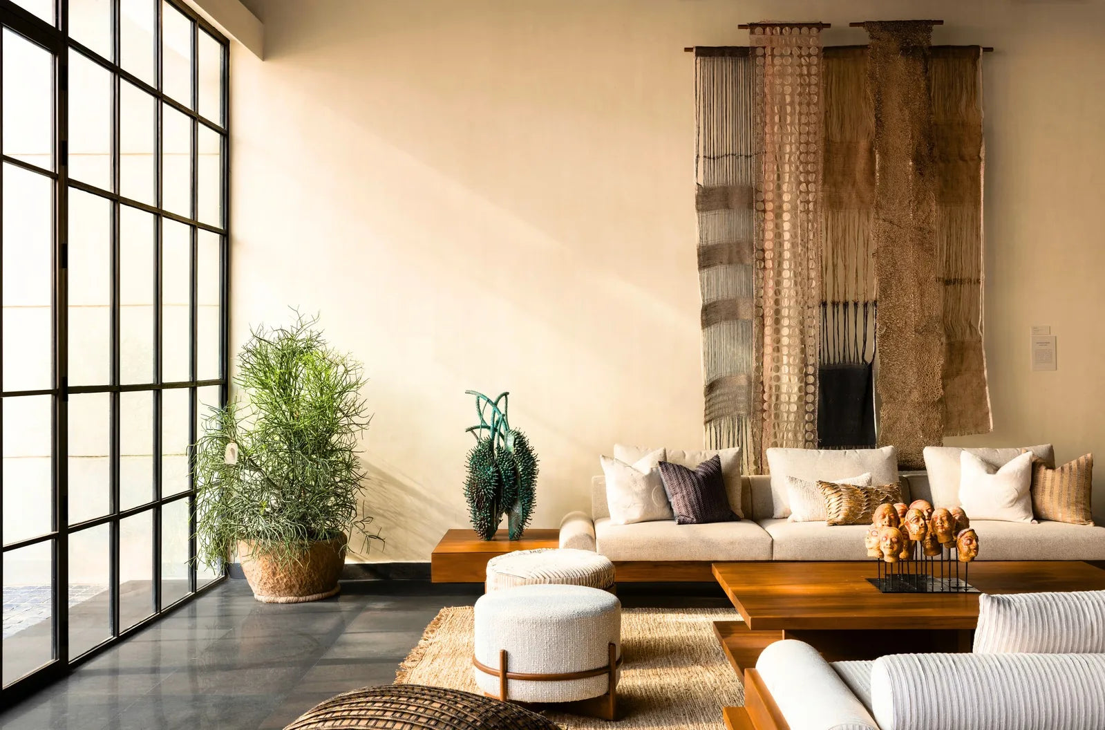Shades of India Home living room with handwoven wall textiles